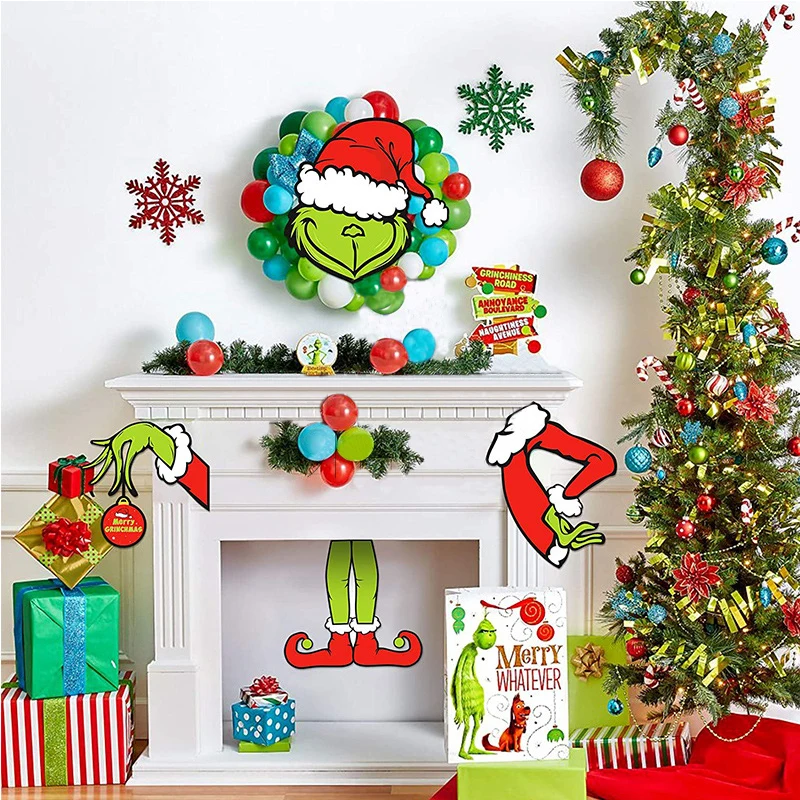 Escultura de mirilla de &aacute;rbol de Navidad, molinillos de Navidad cortados a mano, corona de Metal, colgante de &aacute;rbol de Navidad, colgadores de pared, novedad-3
