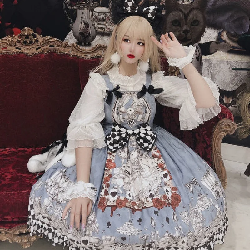 

Japanese Gothic Lolita Dress Girls Vintage Dark Funeral Lolita Jsk Dress Women Harajuku Cool Sleeveless Punk Suspender Dresses