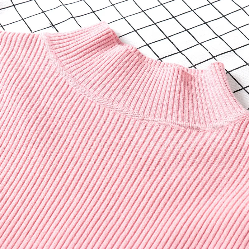 Женский вязаный свитер с высоким воротом GOPLUS корейский тонкий длинным рукавом