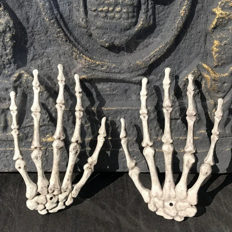 

1 Pair Halloween Decoration Real hand size Skeleton Hands Plastic Human Hand Bone Zombie Party Terror Scary Props house decor