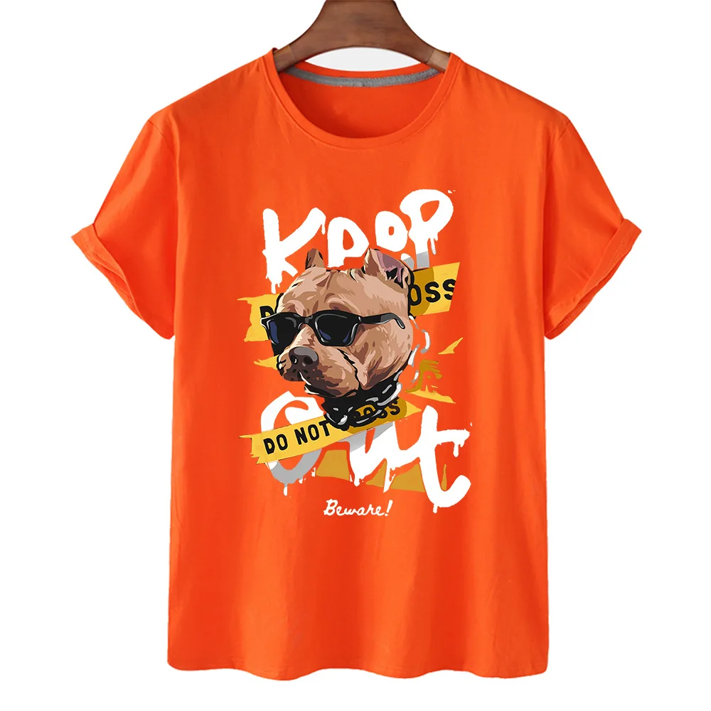 

Men's Short-sleeved Shirt Cool Handsome Dog Summer Men's T-shirt Hip-hop Casual Animal Print O-neck T-shirt Plus Size T-shirt