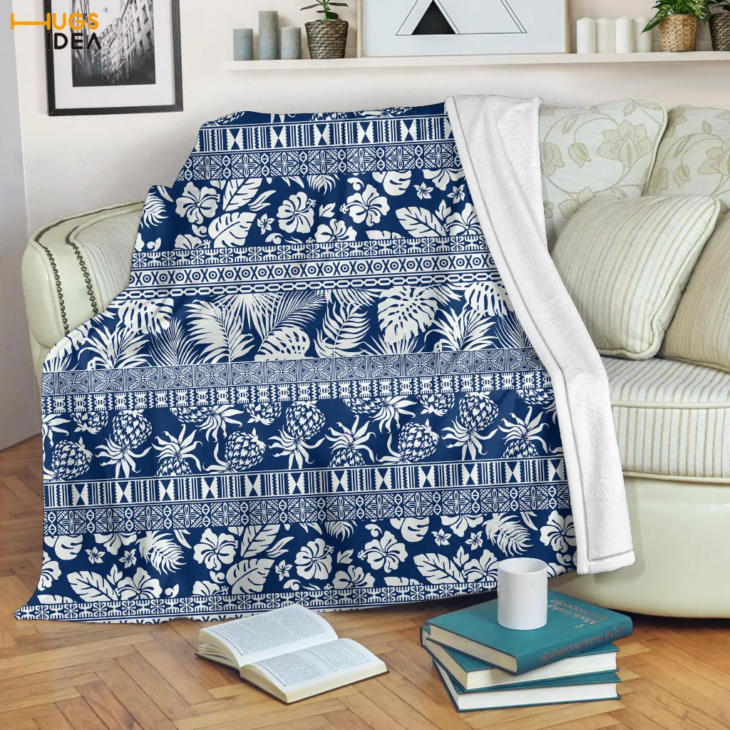 

HUGSIDEA Leaves with Hibiscus Summer Print Coral Fleece Blanket Women Men Soft Sofa Couch Quilt Personalized Flannel Blankets