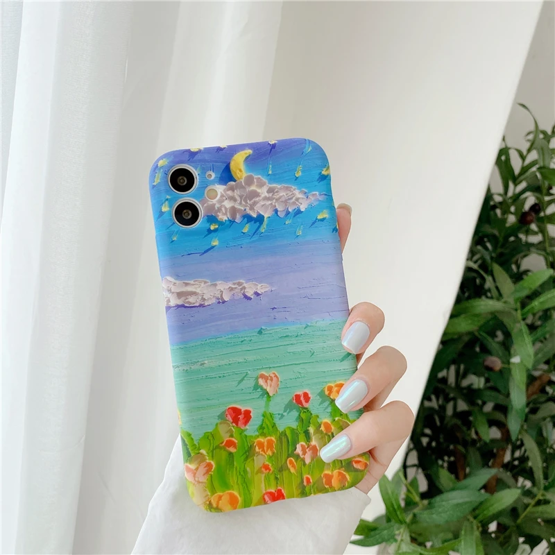 Чехол для телефона с изображением цветов и пейзажа полной защитой камеры iPhone 11 Pro