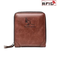 2021 new fashion man purse bag wallet men zipper wallet rfid anti theft business card holder man leather wallets male