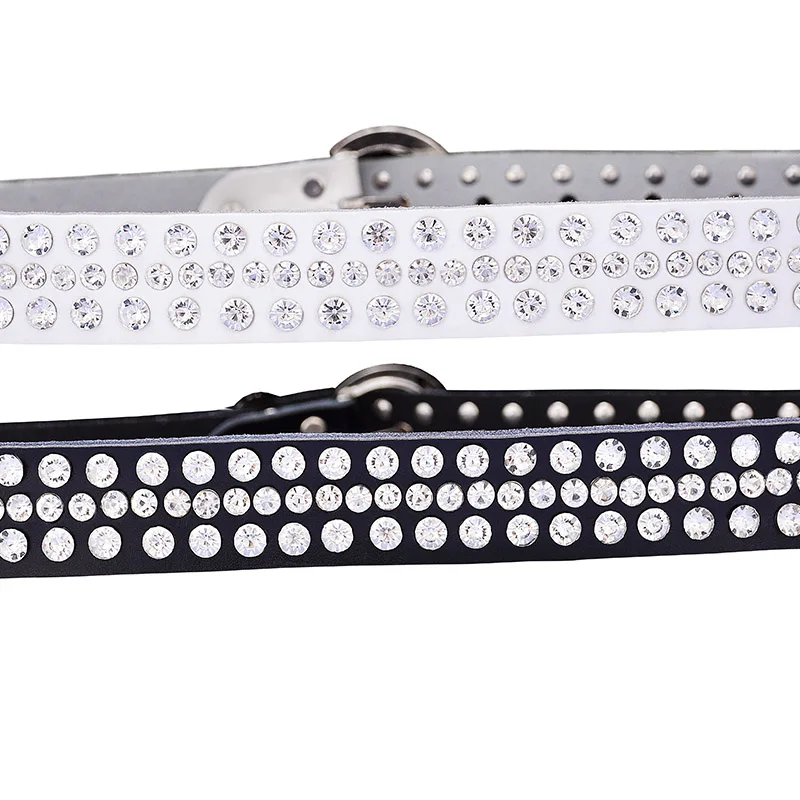 Fashion genuine leather rhinestone belts for women Luxury shining silver ring Pin Buckle belt female jeans strap width 2.8 cm