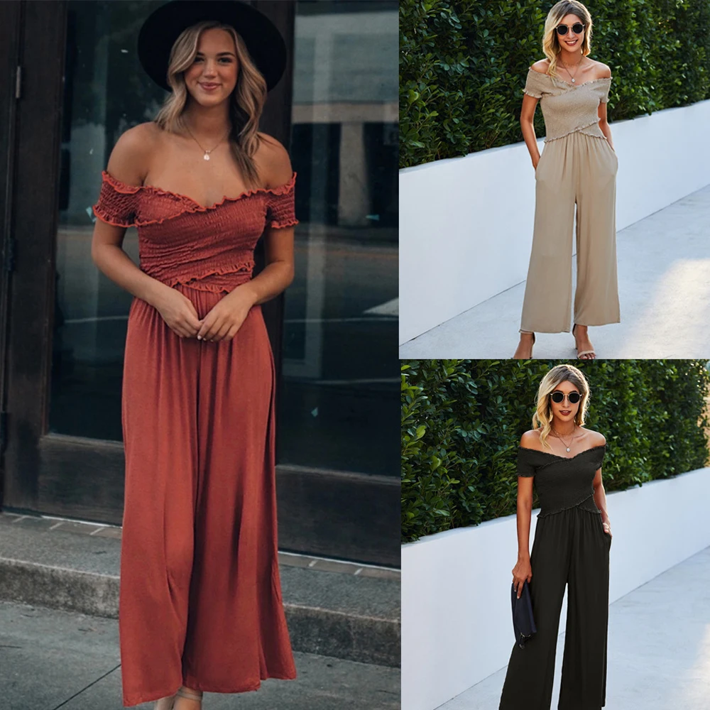 

Fashion Straight Pants Backless Women Jumpsuit Sexy Strapless Buttocks Purts Clothing for Female Summer Vacation Gifts 2021