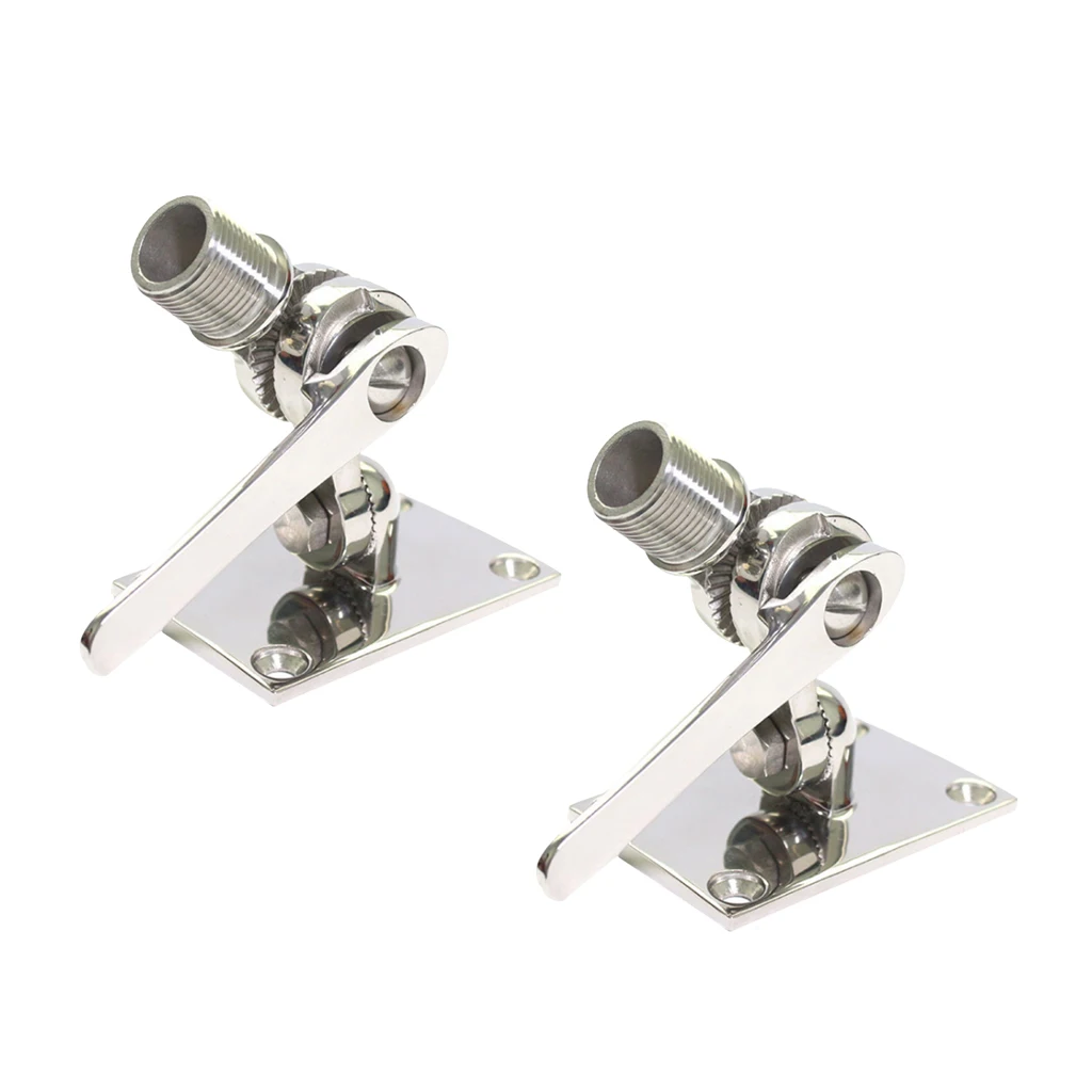 

2x Marine VHF Adjustable Antenna Base Ratchet Mount for 1 inch 25mm Rail, Stainless Steel