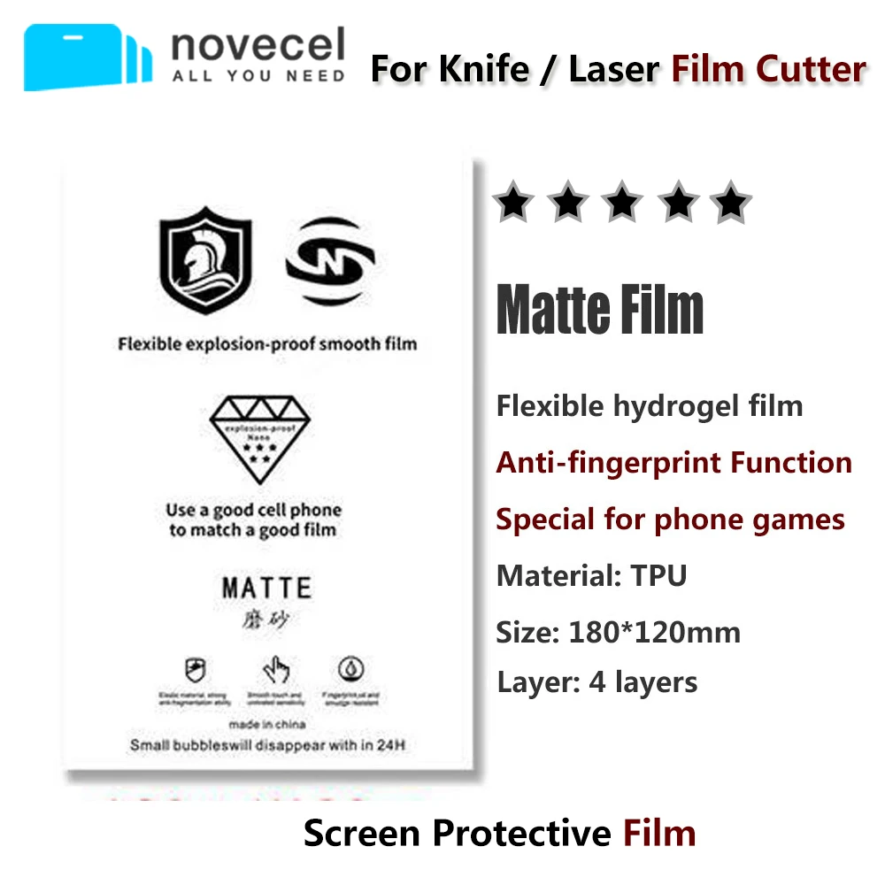 

50 шт. 180x120 мм HD Гидрогелевая матовая светильник бликовая Передняя пленка край изогнутый экран пленка для телефона или машина для лазерной ре...