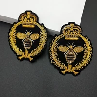 5 pieces golden thread sequin beaded bee badge embroidered sticker clothing jacket bag hat diy decorative applique patch