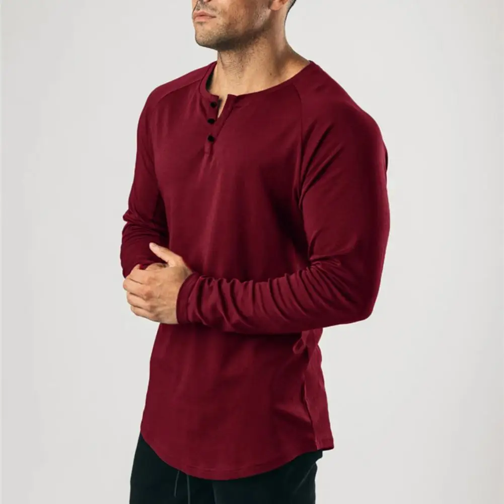 

Men Shirt Solid Color Spring T-shirt Wear-resistant Spring Shirt