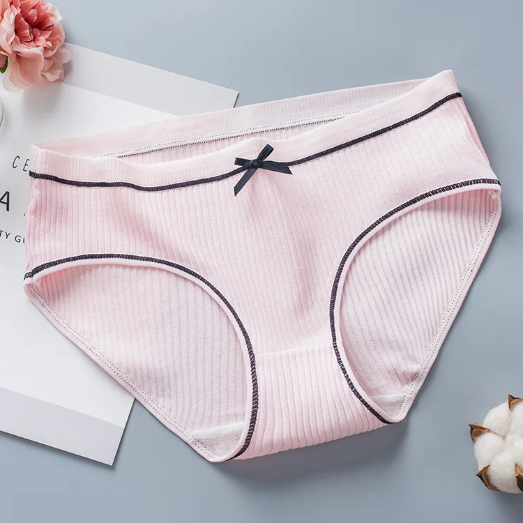 Женские Бесшовные Повседневные трусики из хлопка с бантиком Нижнее белье