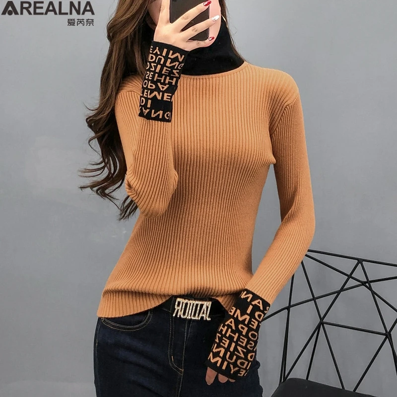 

Autumn 2020 Knitwear Sweater Women Long Sleeved Women Sweaters And Pullovers Turtleneck Slim Sweaters Ladies Knitted pull femme