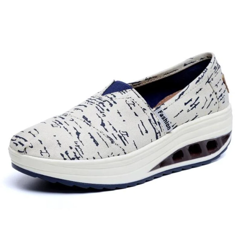 Женские холщовые кроссовки на танкетке дышащие сникерсы лоферы обувь для