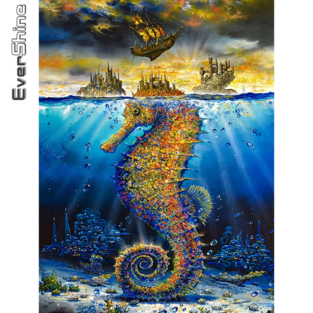 

Алмазная 5D Вышивка «гиппокамп» Evershine, вышивка крестиком, картина с животными, Новое поступление, мозаика, морское искусство, Декор для дома
