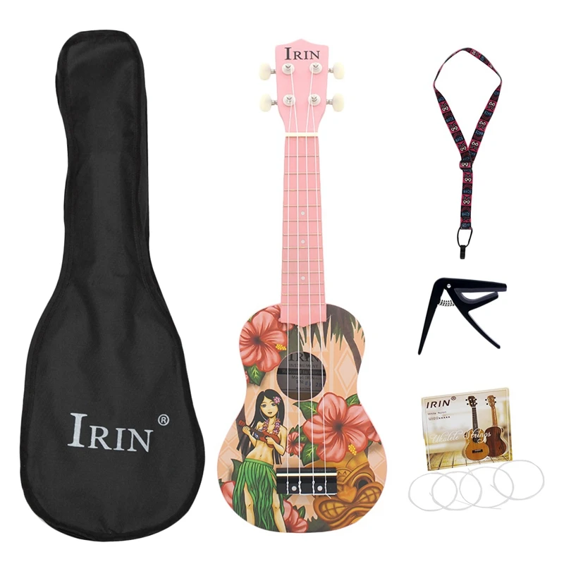 Irin 21 дюймов розовый сопрано укулеле Ukelele гитара 4 струны акустическая Гавайская