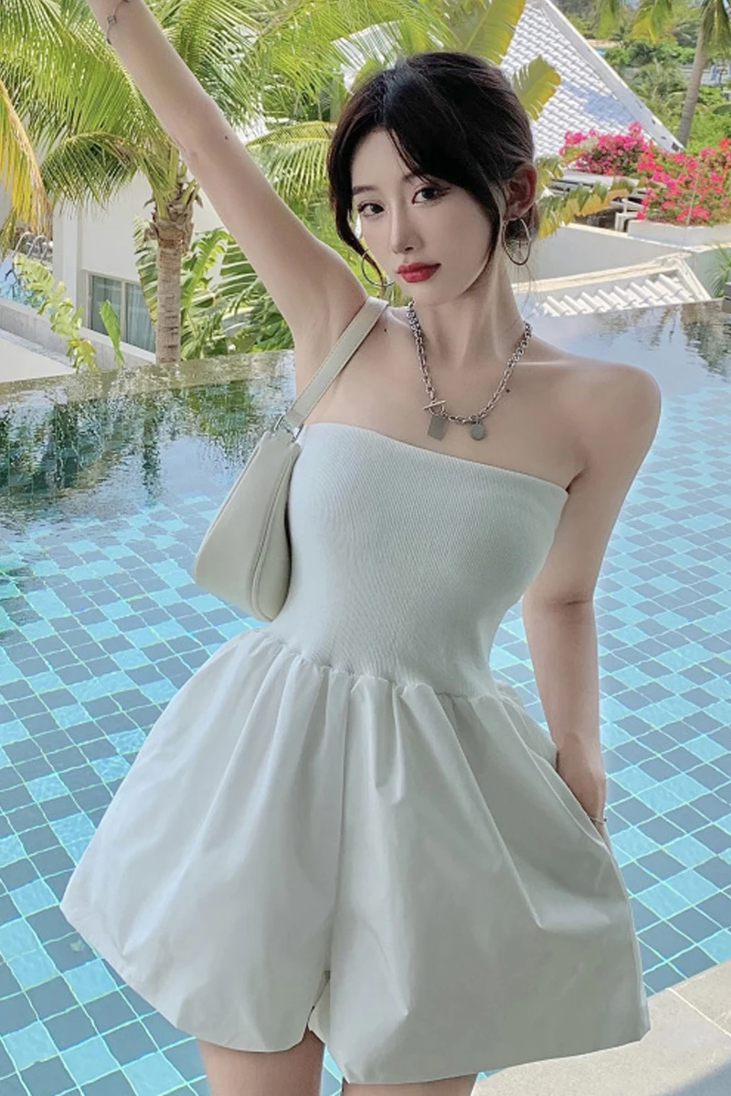 

Tube Top Jumpsuit Women Summer High Waist 2021 New Jumpsuit Wide Leg Shorts