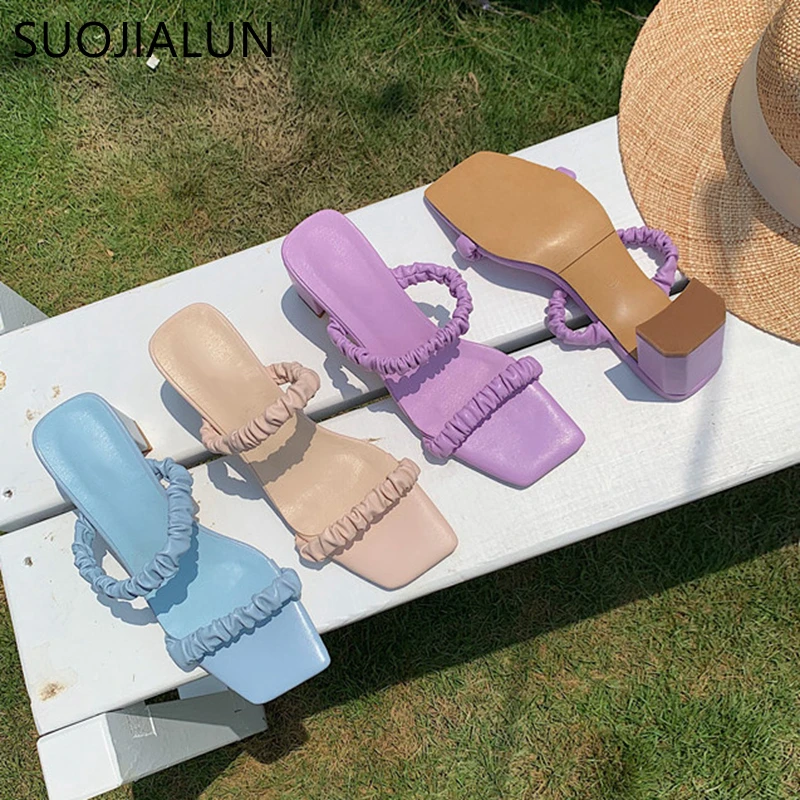 

SUOJIALUN 2020 New Women Fashion Slipper Summer Outdoor Classics Strap Sandal Ladies Elegant Bohemian Pumps Slides Flip Flop