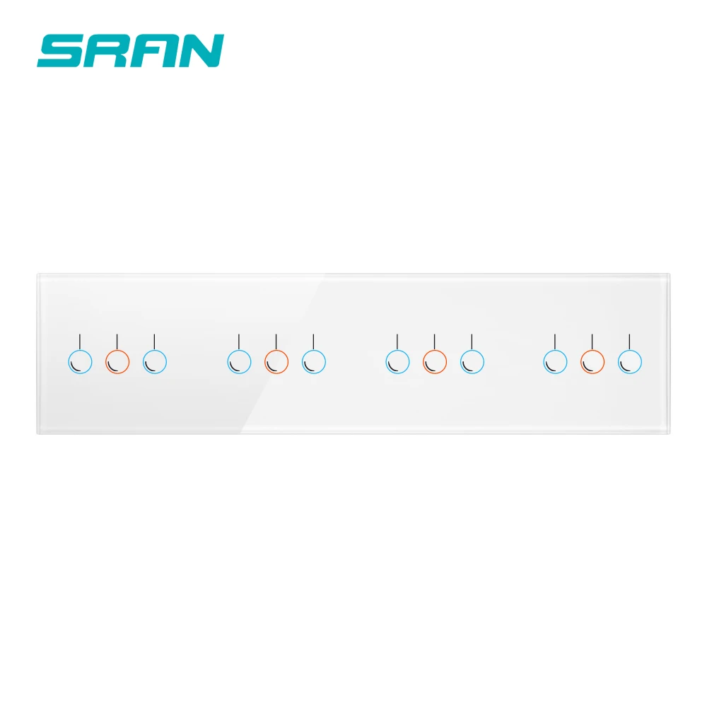 International standard wall 6 Gang switch strip white tempered glass material panel wall lamp smart touch switch accessories hom