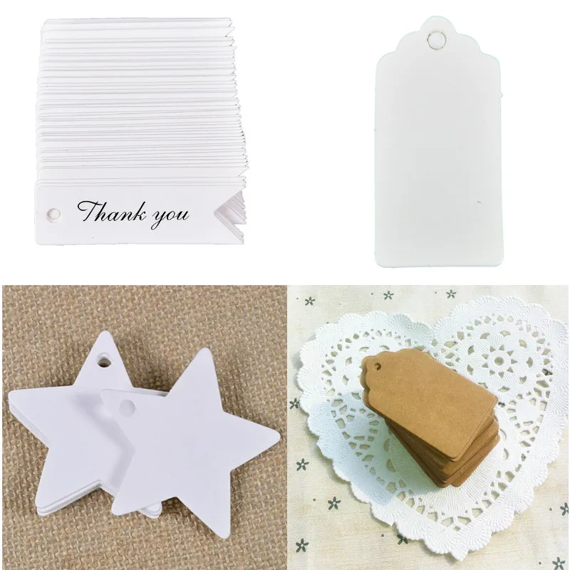 

100PCS/lot 10Meters Handmade Lovely Paper Tags Rope Paper Card Tag Labels With Love Garment Labels Party Favors Gift