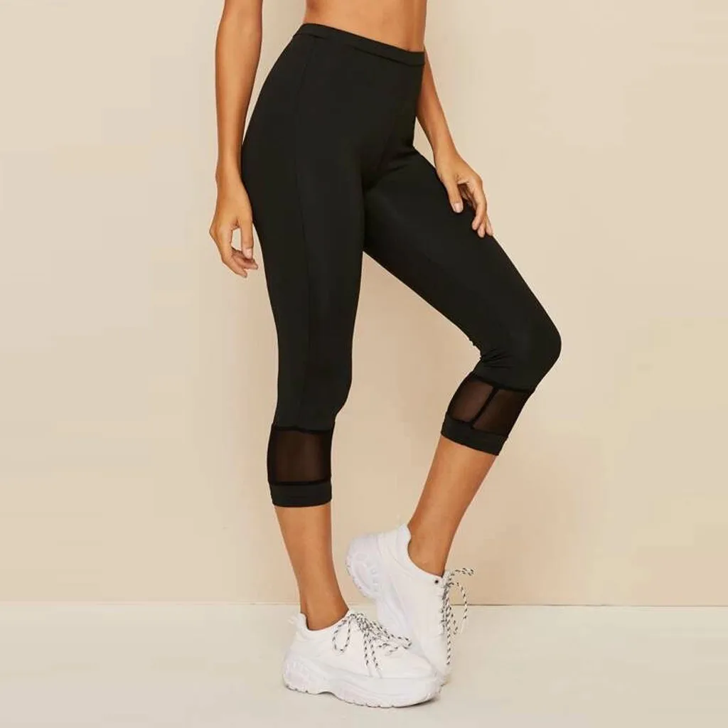 

Seamless Leggings With High Waist Women Hollow out Splice Tight Fitness Leggings Yoga Cropped Pants Trousers mayas para mujer E1