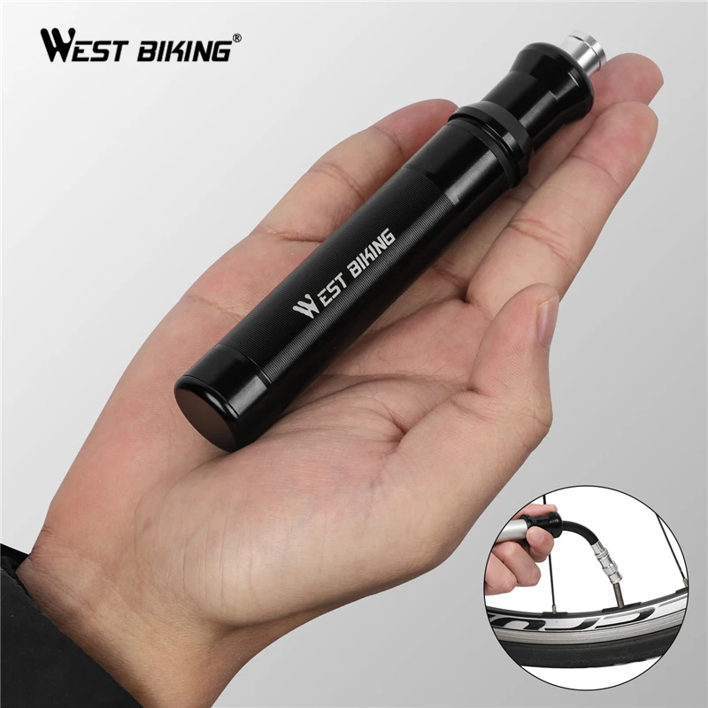WEST BIKING Mini Bike Pump Aluminum Alloy Bicycle Air Ball Tire Inflator AV/FV Nozzle MTB Mountain Cycling Hand | Спорт и