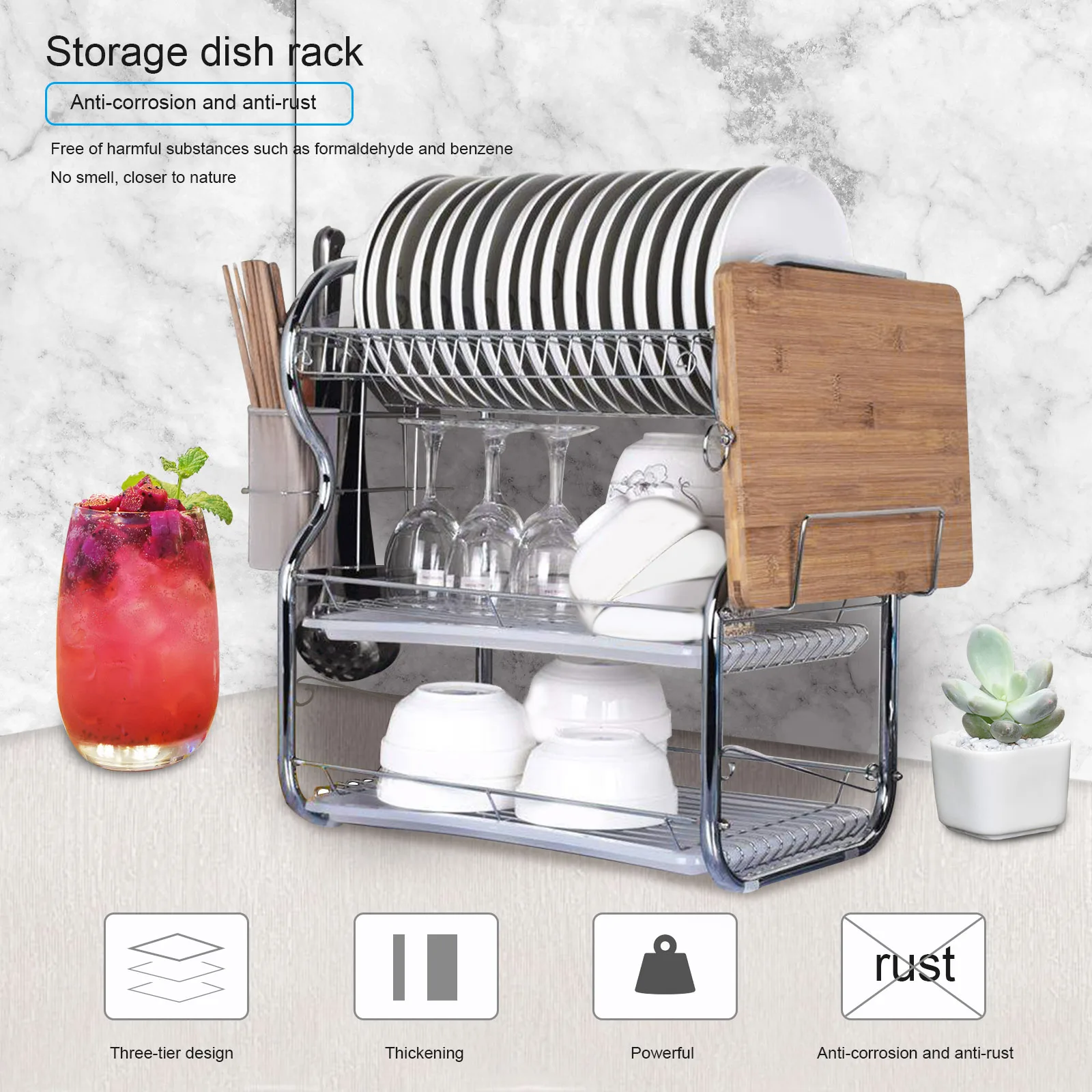 Сумки С Короткими Ручками 3 яруса Кухня стойка сушилка для посуды раковина стойку