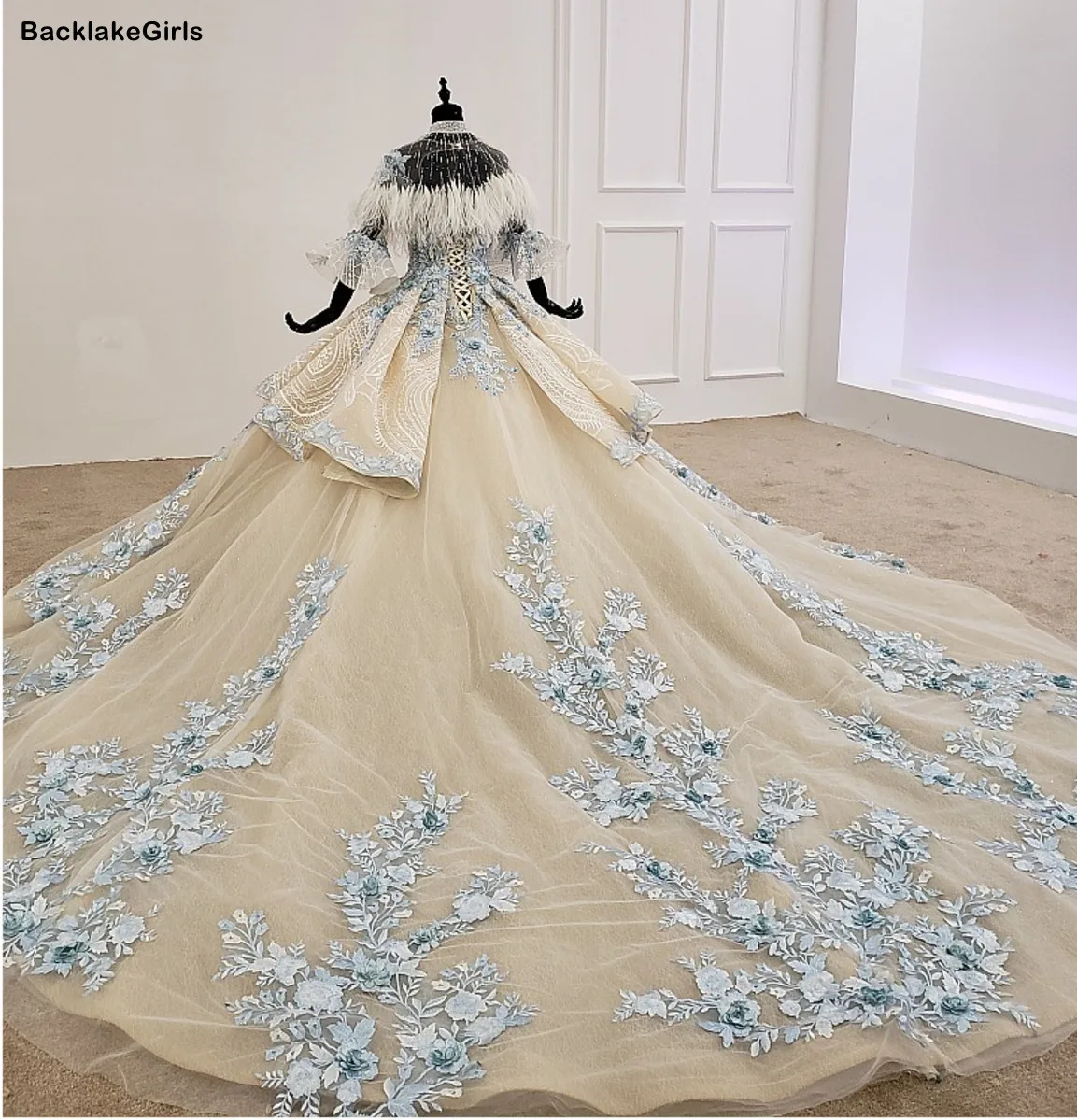 Vestido De Noiva роскошное свадебное платье с высоким воротом расклешенными рукавами