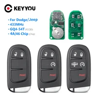 keyyou 433mhz 4a 46 chip remote car key for jeep cherokee durango chrysler 1500 2500 3500 2013 2017 gq4 54t 2345 buttons
