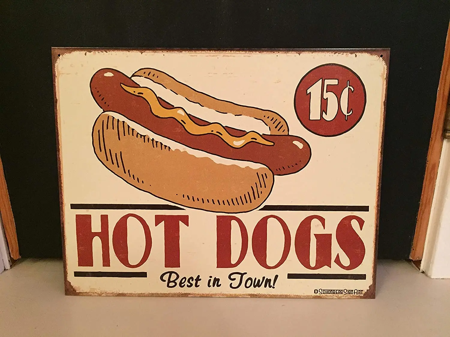 

Diuangfoong Hot Dogs Best in Town Vintage Reproduction Metal Sign 12" x 8"