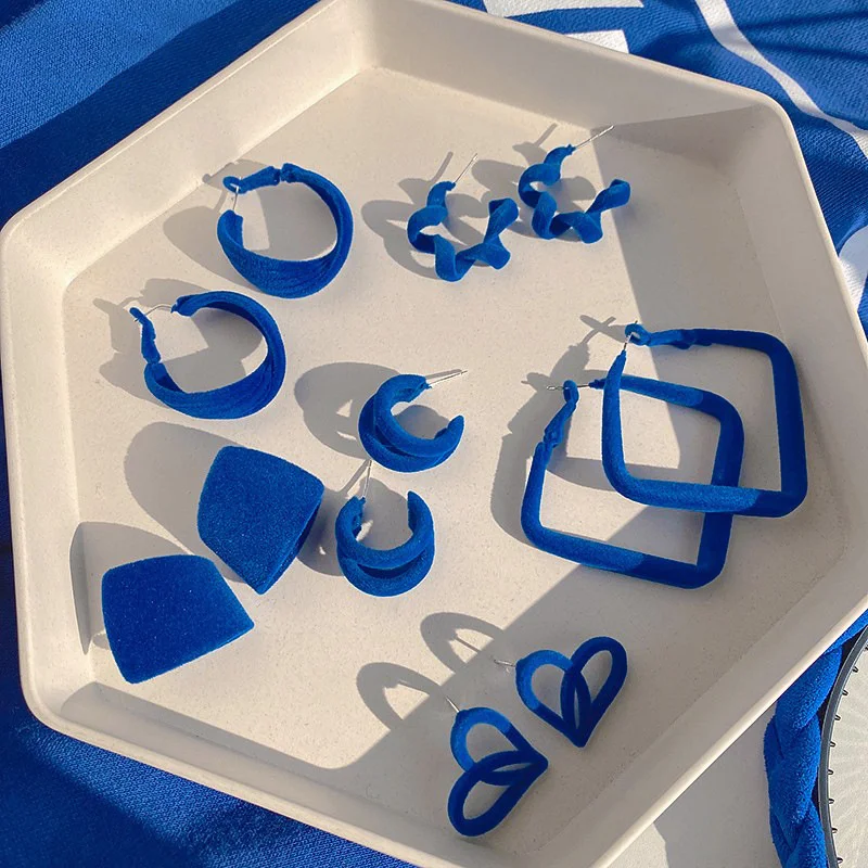 Новые модные синие серьги Klein для женщин высококачественные в корейском ретро