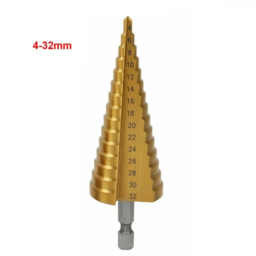 

1pc HSS Speed Step Cone Drill Bit 4-32mm 4-20mm 4-12mmTitanium Drill Bit Drilling Power Tools Metal Wood Hole Cutter