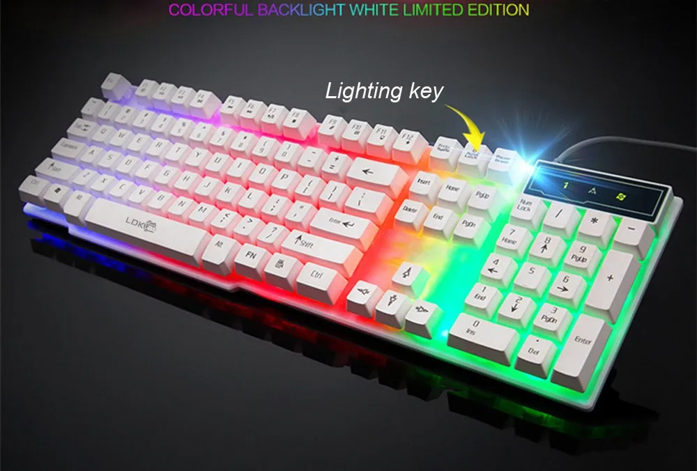 

Redica R260 Colorful Backlit Keyboard CF LOL Professional Gaming Keyboard Luminous USB Wired Gaming Keyboard White Black