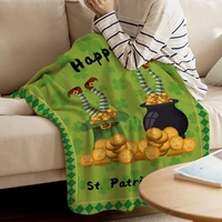 st patricks day cuckold boots gold coins throw blanket soft comfortable velvet plush blankets warm sofa bed sheets