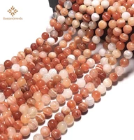 natural peach striped orange botswana agates round loose gem stone beads for jewelry making diy 6 8 10 mm 15 strand pick size