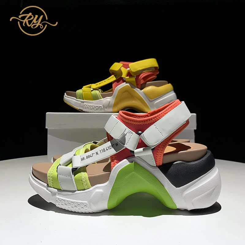 Женские сандалии на платформе из натуральной кожи высоком каблуке Роскошные для