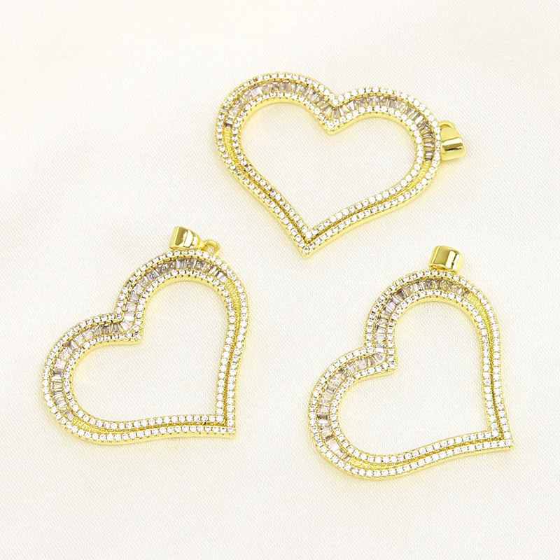 

10 Pcs 18k Gold Plated Zircon Heart shape Charms accessories for jewelry Making Fashion Jewelry Pendant 7646