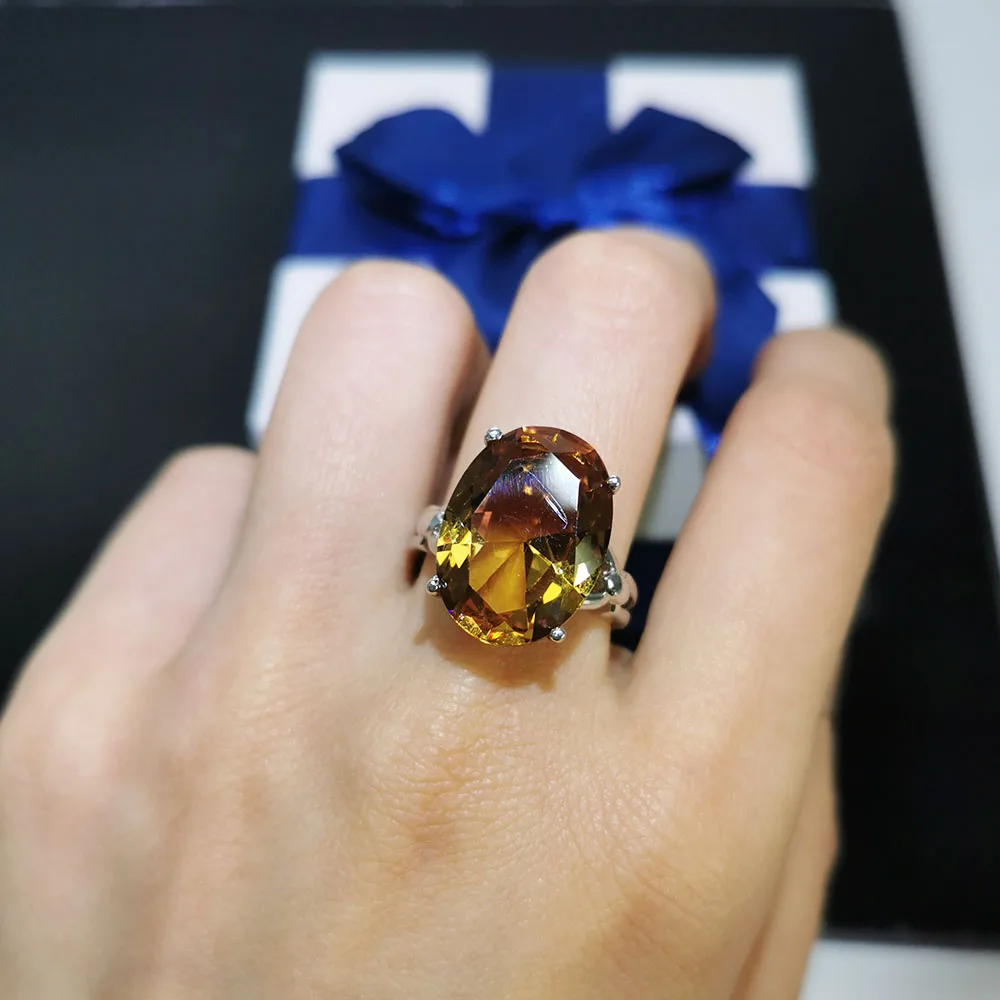 MH диаспоры Zultanite Gemstone большого размера твердых серебряное кольцо для женщин 925