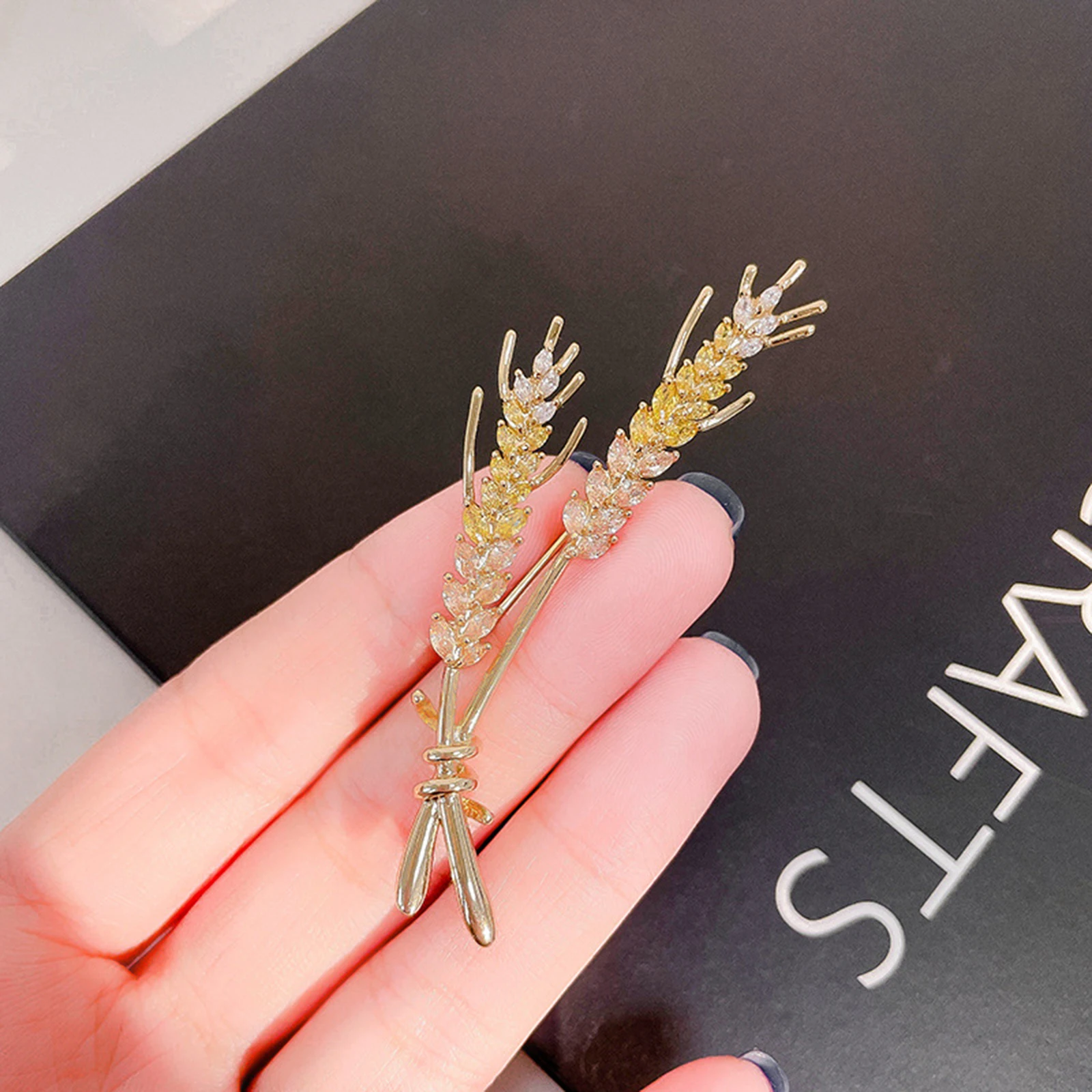 Популярные аксессуары Золотая брошь в виде пшеничных ушей модная женская