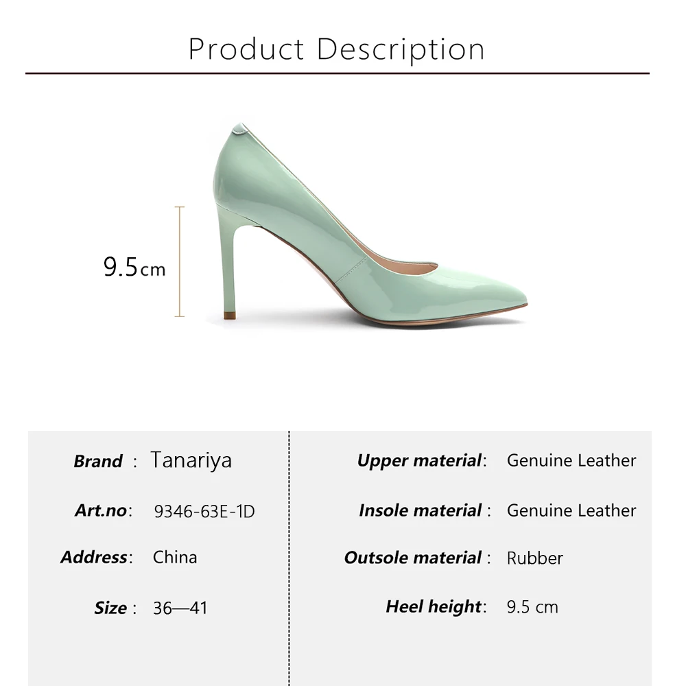 Туфли Tanariya женские из натуральной лакированной кожи заостренный носок высокий