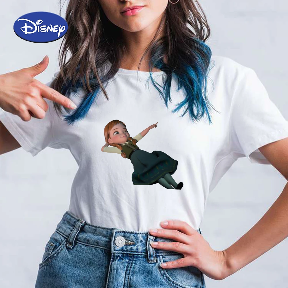 

Disney Anna as a Child Printed T-shirt Frozen Sets Women Top Brands Tshirt Urbano Casual Home Clothing Plus Size Camiseta Mujer