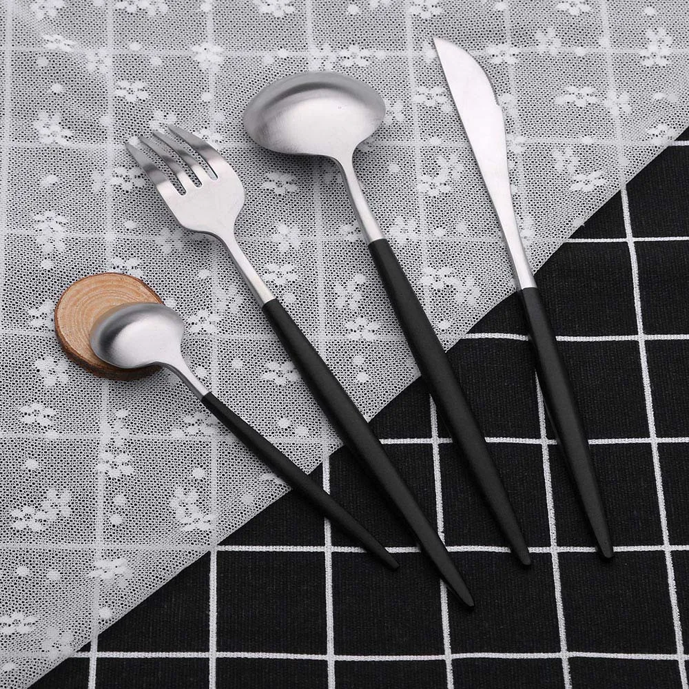 Португалия Стиль столовые приборы из нержавеющей стали столовая ложка вилка