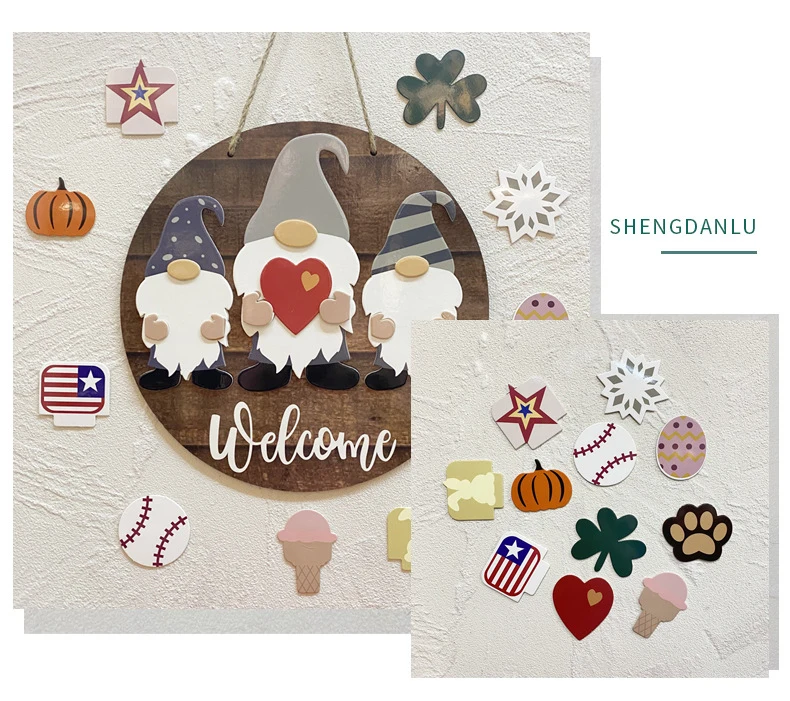 

Надпись приветствия «здравствуйте», круглая деревянная надпись «входная дверь», подвесная дверь с наклейками, аксессуары для дома, украшен...