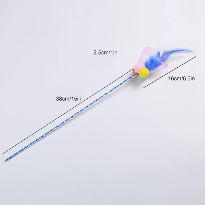 

1PCS Pet Cat Wand Pom Pom Faux Feather Toy Funny Interactive Cat Toy Wand Kitten Teaser Wand Training Toys Dorakitten