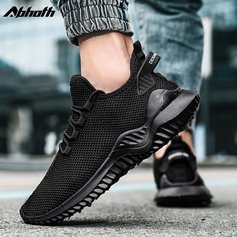 

Abhoth Casual Man Shoe Mesh Breathable Rubber Sole Men Sneakers Lightweight Athletic Holes Outdoor Walking Shoes Black Size 46