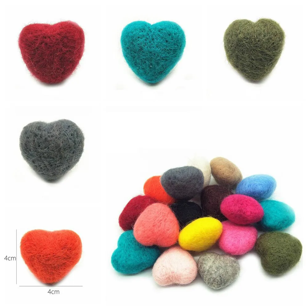 

10pcs DIY Mixed Colour Heart Craft Felt Supplies for Kids Wool for Felting Handmade Sewing Toys Random Delivery Wholesale