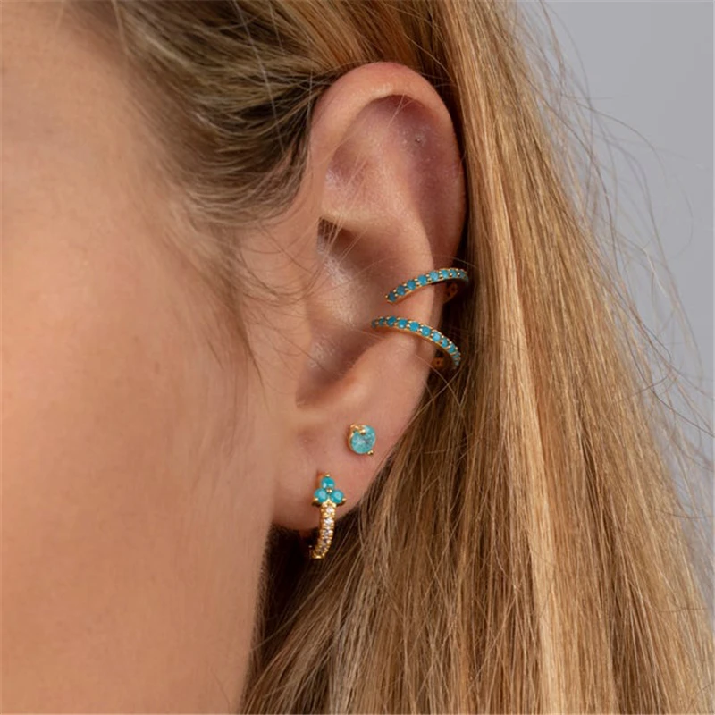 

BOAKO Pendientes Plata 925 Earrings For Women Punk Zircon Earrings Dangle Cartilage Jewelry Ear Piercing Unusual #19