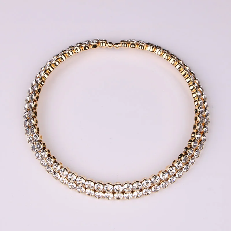 Ожерелье чокер женское с большими кристаллами колье серебряным покрытием