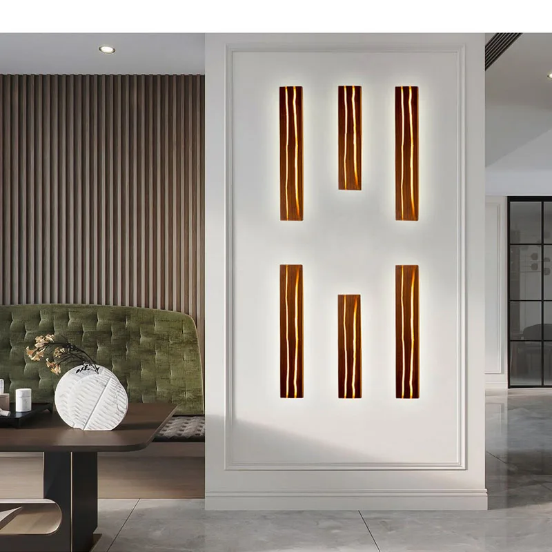 

Настенный светильник импортный черный орех креативный трещина китайская чайная комната гостиная фон прикроватная настенная лампа для спа...