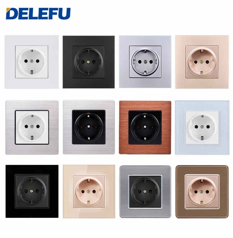 

EU Standard Electrical Gold Wall Charger Adapter Charging Wall Germany USB Plug Socket Power Outlets,16A,Grounded,Glass Panel 86