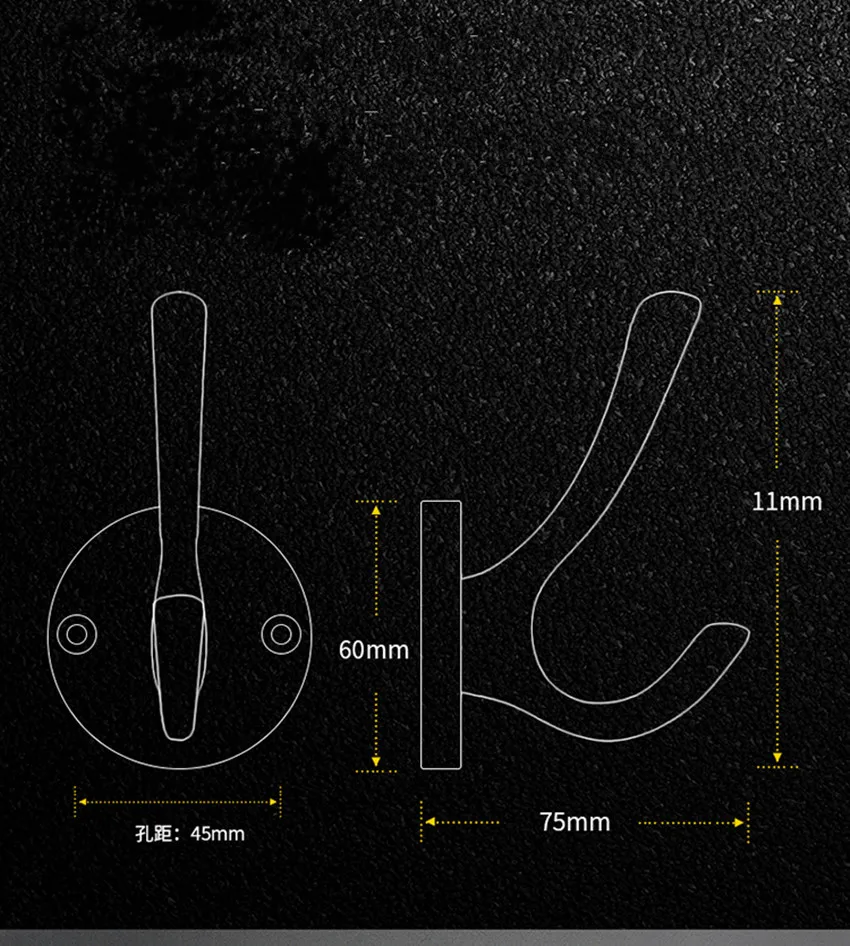 Современный простой модный крючок для украшения стен ванной комнаты из матового